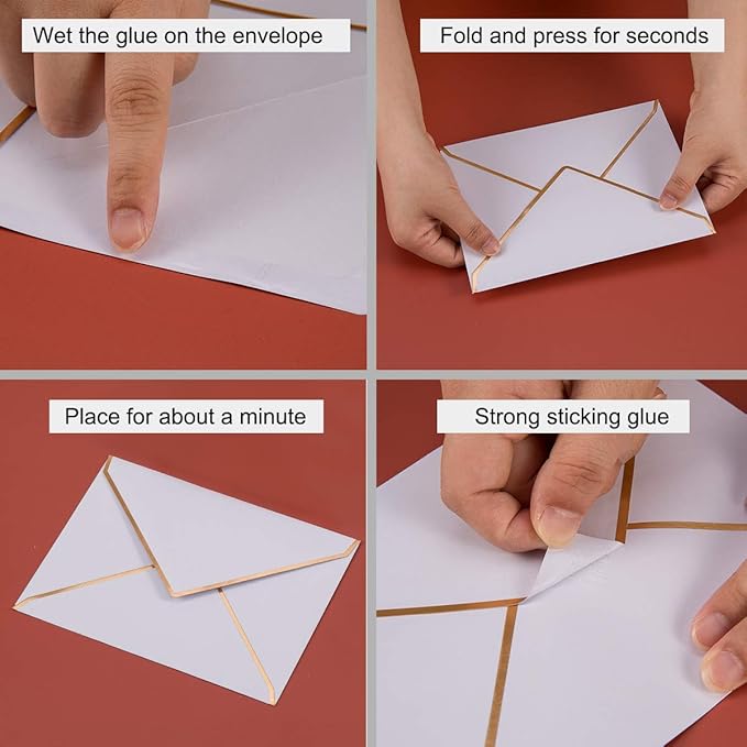 100 Pack A6 Envelopes 4x6 Card Envelopes V Flap with Gold Border for Office, Wedding Gift Cards, Invitations, Graduation, Baby Shower, Parties (White, 4.75 x 6.5 Inches)