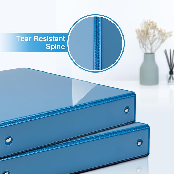 COMIX 3 Ring Binder 1.5 inch with Clear View Cover, 1.5" View Binder Holds 300 Sheets of US Letter Size Paper, 6 Pack (Light Blue)