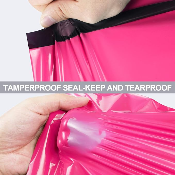 UCGOU Poly Mailers 10x13 Inch Hot Pink 200 Pack Shipping Bags #4 Strong Mailing Envelopes Boutique Packaging Postal Self Seal Adhesive Waterproof and Tear Proof Small Business for Clothes Books