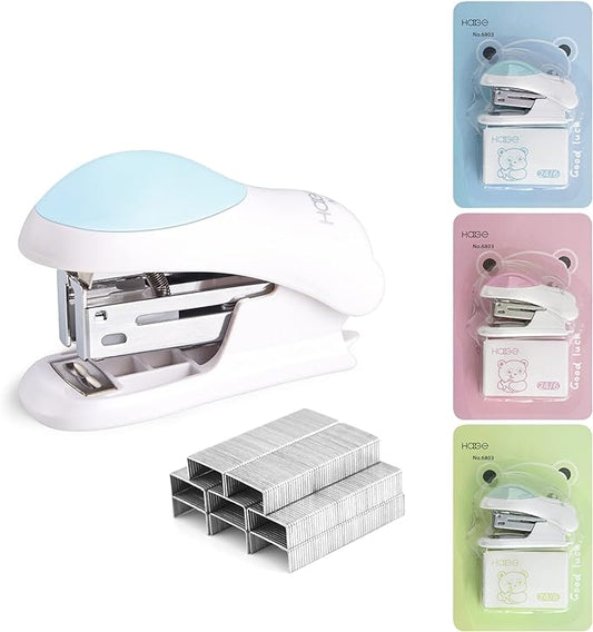 NEBURORA Mini Effortless Desktop Staplers with 400 Standard 26/6 Staples, 2-24 Sheet Capacity, Includes Built-in Staple Remover, Cute Stapler Gift for Student and Office Use, 3 Colors Options (Blue)