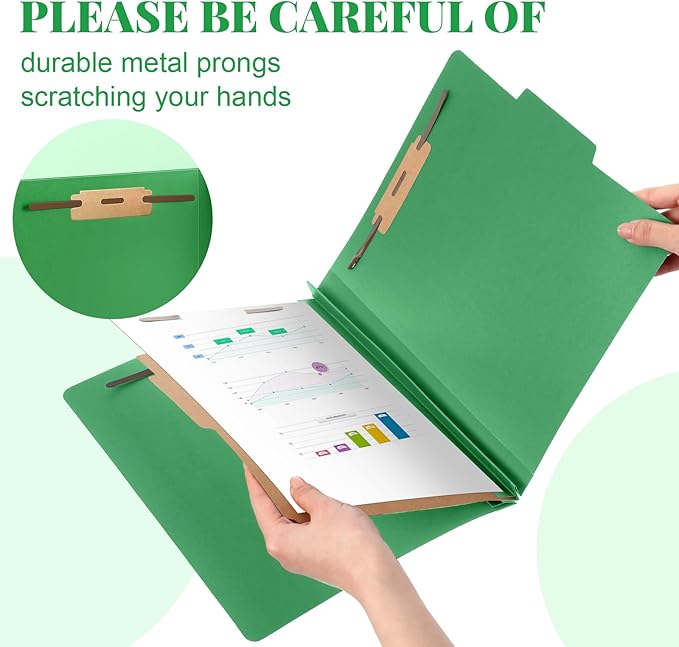 Skyygemm 48 Pcs Classification Folders Letter Size, 1 Divider Pressboard File Folder with Fasteners, Expanding File Organizer Bulk for Teachers, Clergy, Office, Church, Christmas Donations (Green)