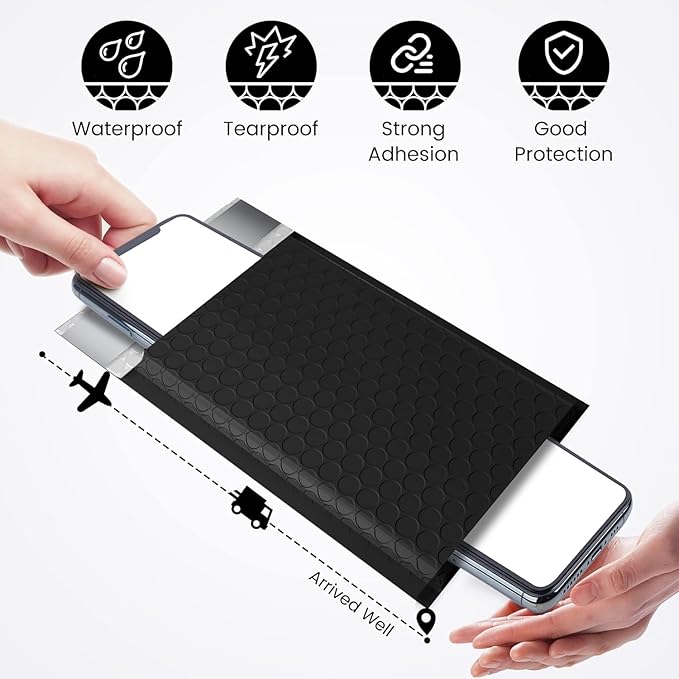 Fuxury Black Bubble Mailers 4x8" Padded Envelopes 19200 Pack Bulk Strong Adhesion Full Pallet of Padded Mailers Thick Bubble Envelopes for Small Business Mailing Small Items,Jewelry,Makeup