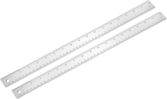 PATIKIL 18 Inch Stainless Steel Ruler Straight Edge Ruler, 2 Pcs Cork Backing Non-Slip Metal Ruler with Inches Centimeter Metric Measuring Tools for Office