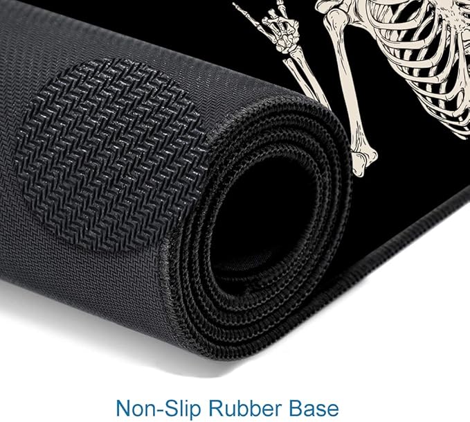 Gaming Mouse Pad, Large Mouse Pads for Desk, Non-Slip Rubber Base Mousepad, Keyboard Mouse Mat, Desk Pad with Stitched Edges, 31.5x11.8 inch Black Human Skeleton