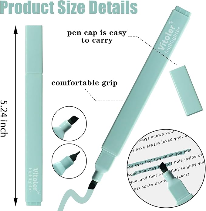 Bible Highlighters,8 Colors pastel highlighters, Cute Pens with Chisel Tip for Journaling Office School Bible Study Supplies