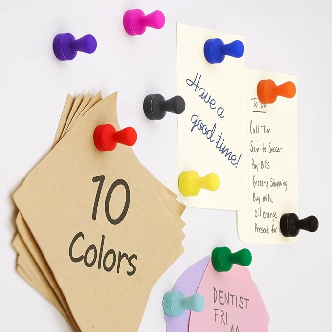 SMART&COOL Silicone Anti Scratch Push Pin Refrigerator Magnets, Thumbtack Magnets for Fridge, Dry Erase Board, Whiteboard, Office, Classroom, School (20 Pack, Multi)