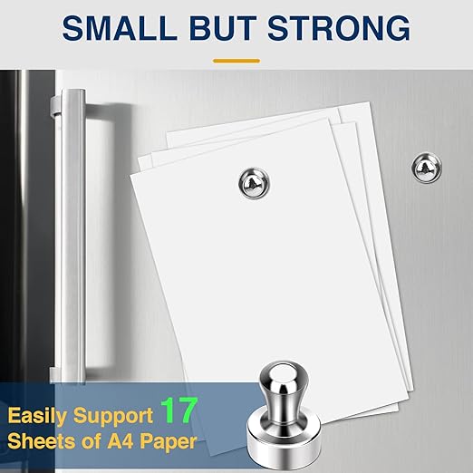 MIKEDE 30 Pcs Silver Neodymium Magnetic Push Pins, Strong Magnets for Whiteboard, Refrigerator, Office, Classroom