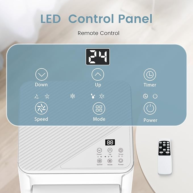 Portable Air Conditioners 10000 BTU with Remote Control, Cools Room up to 400 sq.ft, 3-IN-1 Quiet Portable Ac Unit with Dehumidifier Fan Function, Sleep Mode, 24H Timer, Portable AC Units for Rooms