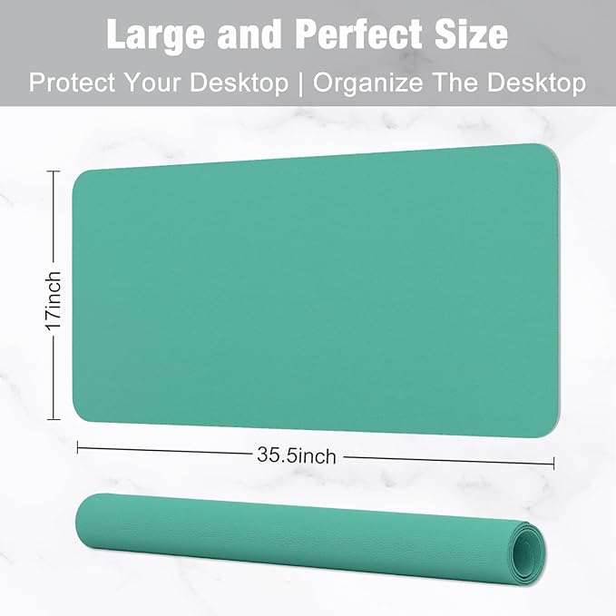 Hsurbtra Desk Pad, 35.5" x 17" PU Leather Desk Mat, XXL Extended Mouse Pad, Waterproof Desktop Blotter Protector, Non-Slip Ultra Thin Large Laptop Keyboard Writing Mat for Office Home, Fruit Green