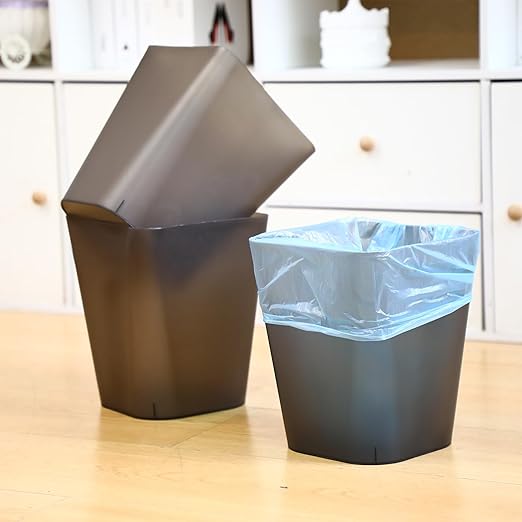 Hoolerry 9 Pieces Garbage Can 2 Gallon Small Trash Cans Bulk Bathroom Trash Bin Plastic Wastebasket Square for Bedroom Slim Bathroom Trashcan Small Container for Kitchen Office Home(Brown)
