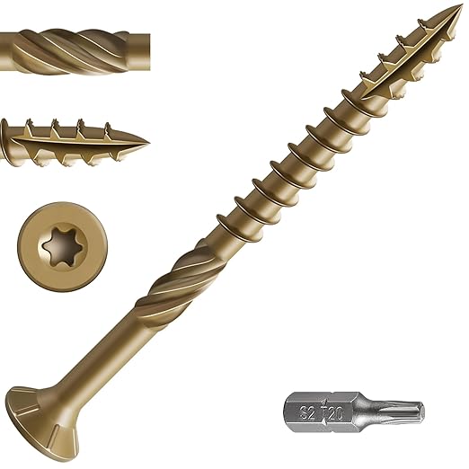 #10 * 3" Deck Screws, (68pcs) 1 lbs.Exterior Wood Screws, Rust Resistant Epoxy Coated, Bronze, T20 Star Bit