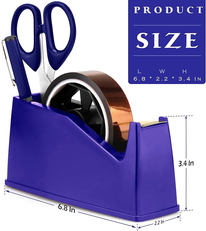 Heat Tape Dispenser, Masking Tape Dispenser, Holder Fits 1" and 3" Core, 6.8 x 2.2 x 3.4 Inch, Desktop Tape Dispenser, Heat Tape for Sublimation(Blue)