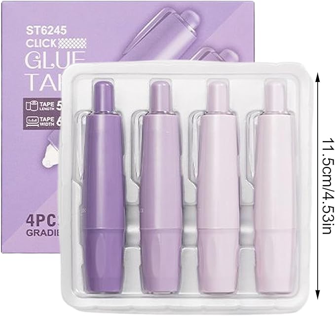 Double Sided Tape Roller - Retractable Adhesive Tape Dispenser, 4 Piece Sticky Scrapbook Set, Easy Application Heavy Duty Design, Excellent DIY Craft Tool, Home School Office Paper Card Photo