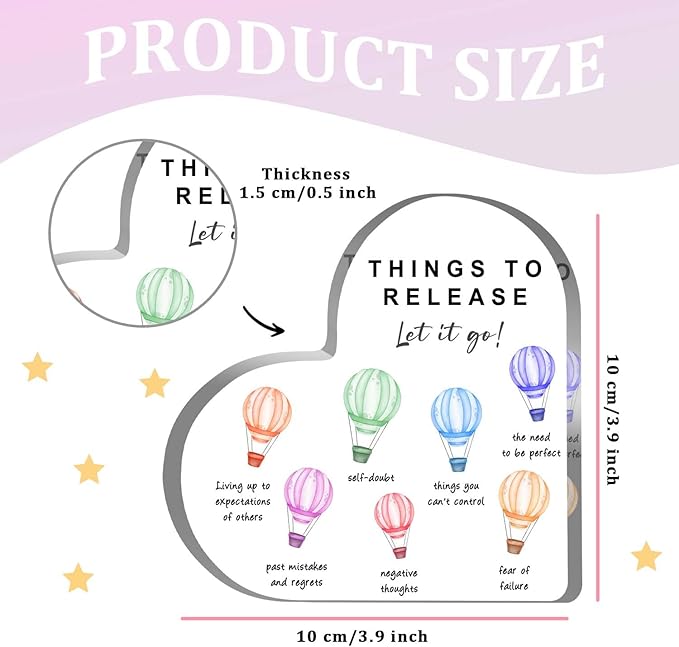 Mental Health Awareness Decor, Things to Release Psychotherapy Affirmations Heart Acrylic Sign, School Counselor Sign, Therapy Anxiety, Psychology Therapy Gift for School Home Tabletop Therapy Office