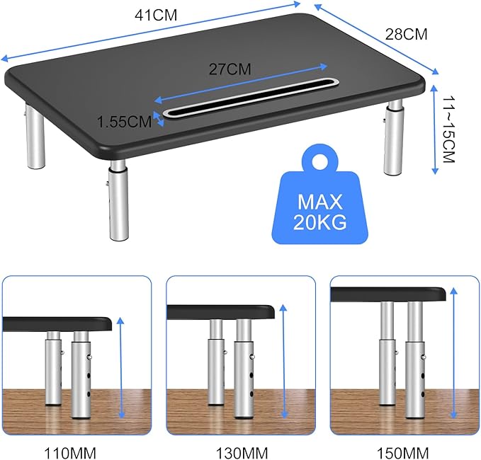 suptek Monitor Laptop Stand,Monitor Laptop Stand Riser for Desk,3 Height Adjustable,Laptop Computer Stand With Metal Vented Platform for Laptop, PC, Printer(MST003M)
