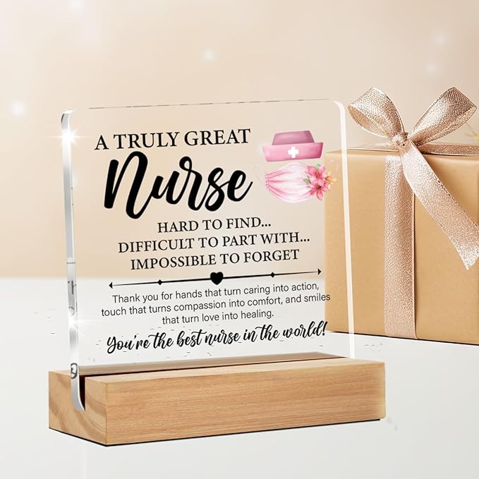 Thank You Nurse Appreciation Gifts for Women, a Truly Great Nurse Hard to Find Clear Acrylic Desk Decorative Sign for Home Office, 4 x 4 Inches