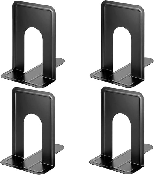 MaxGear 8.5 in Extra Large Heavy Duty Metal Book Ends, Black Universal Premium Bookends for Shelves, Non-Skid Bookend, Book Stopper for Books/Movies/CDs/Games, 8.5 x 5.9 x 7.8 in, 2 Pairs/XL