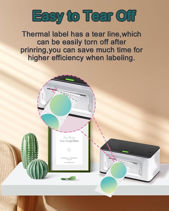 3 inch Round Thermal Labels, Thermal Printer Labels use for Barcode, Shipping, Customized, Circle Direct Thermal Stickers 500 Labels for Printer, Gradient Green