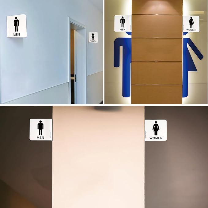 Faittoo Restroom Sign, Bathroom Signs, 4 Pack 6 x 6 Inches Acrylic Sign, for Office or Business Bathroom and Toilet Door or Wall Decor, Indoor Outdoor Use (Men and women Set)
