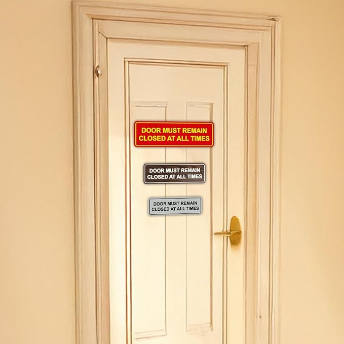 Signs ByLITA Standard Door Must Remain Closed At All Times Sign (Navy Blue/Gold) - Large 5 Pack