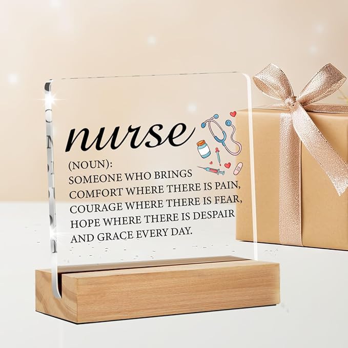Nurse Gifts for Men Women, Nursing Gifts for Coworkers Students Graduation, Nurse Definition Clear Acrylic Desk Decorative Sign for Home Office, 4 x 4 Inches