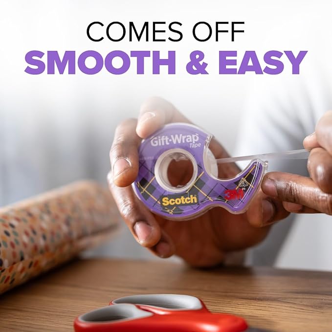 Scotch Gift Wrap Tape with Scotch Desktop Dispenser, 6 Rolls of 3/4" x 1000" Each Plus 1 Desktop Tape Dispenser, Great for Gift Wrapping