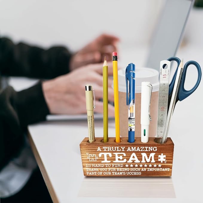 FOKCBOCM A Truly Amazing Team is Hard to Find, Inspirational Team Office Decor, Appreciation gifts for Team, Going Away Gift Retirement Gift for Coworker Boss, Farmhouse Organizer Pen Holder-DBB24