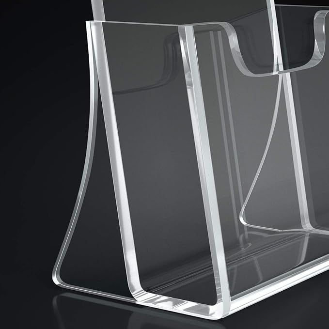 HIIMIEI 2 Pack 4 inch Wide Acrylic Brochure Holders for Pamphlets, Cards, Brochures, Magazines, Literature, Pamphlets Display Stand for Countertop