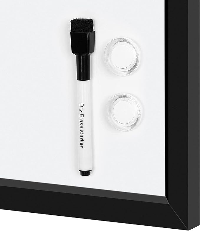 Amazon Basics Magnetic Dry Erase Whiteboard, 35"W x 23"H, Black Wooden Frame