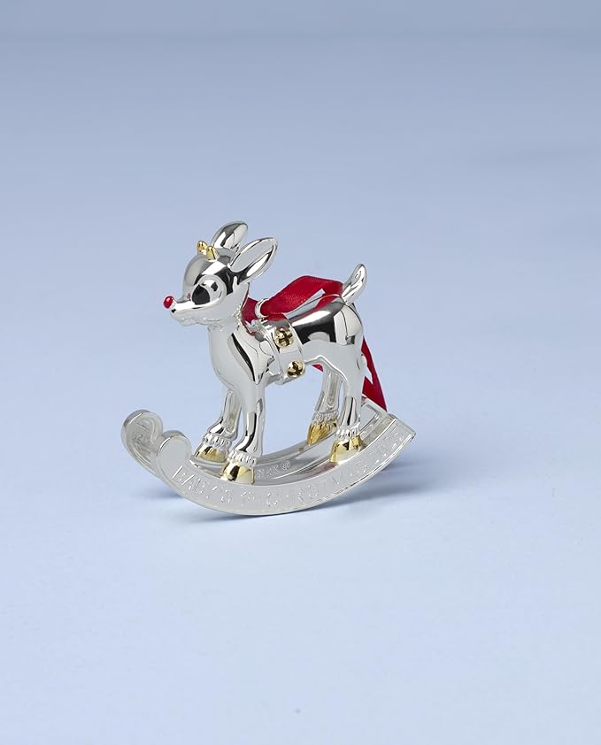 Lenox Ornaments, 2025 Babys 1st Christmas Rudolph Ornament, Silverplated Metal and Resin, Red Ribbon for Tree Decoration, Christmas Decorations, Winter Tree Ornaments, Rudolph Design (1 Piece)