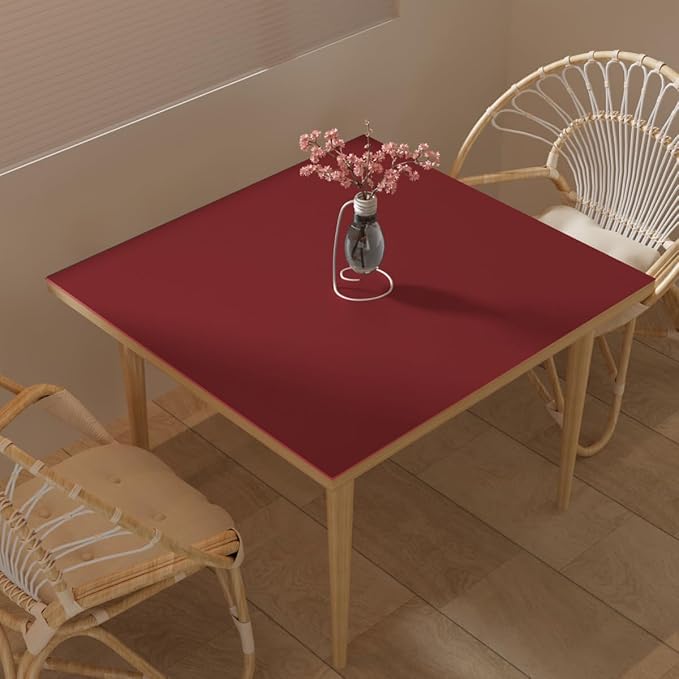 Leather Table Cover,1.8mm Thick,40x40 Inch Table Protector,Table Protector for Dining Room Table,Dining Table Cover,Table Cover Protector.(Black+Wine Red,40x40)