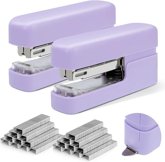 deli Stapler, Desktop Staplers with Integrated Staple Remover, 45 Sheet Capacity Office Stapler, 2 Pack, Purple