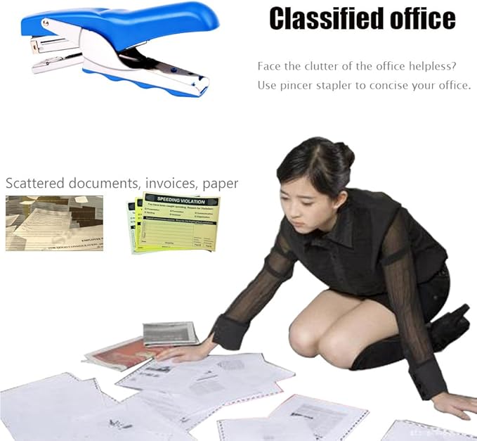 Stapler with 1000 Staples-Plier Stapler Save 60% Power,Good for Stapling at Home School or Warehouse (Blue)