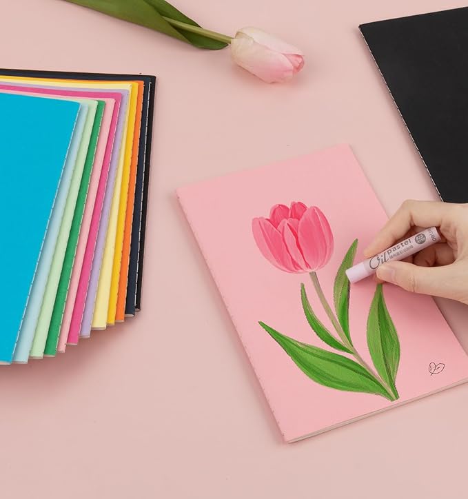 24 Pack Colorful Blank Notebooks for writing, Journals Bulk, A5 Composition Books, 8.3x5.5 Inch, 60 Pages, 30 Sheets Sketchbooks for Office School Travel Supplies (Blank-24 pack, 12 Colors)