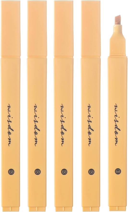 DIVERSEBEE Bible Highlighters with Soft Chisel Tip, 5 Pack Single Color Pens No Bleed, Quick Dry, Cute Aesthetic Markers for Bible Study Journaling Supplies (Yellow)