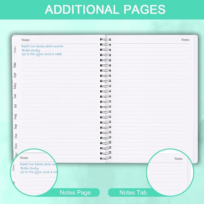 2026 Planner - Monthly Planner Runs January 2026 to December 2026, 6.25" x 8.25", 12 Monthly Tabs, 14 Notes Page, Inner Pocket, Flexible Cover with Twin-Wire Binding, Planners 2026, Teal