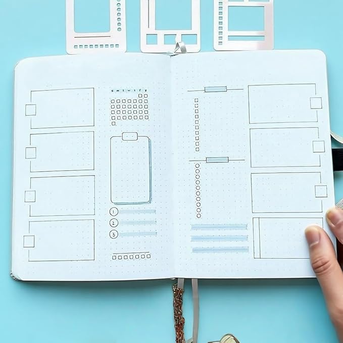 Reusable Flexible Record Template Stencils for Dot Grid Journals, Daily Planning, Journaling, Checklists, Lines, Boxes, Handmade Planner (B)