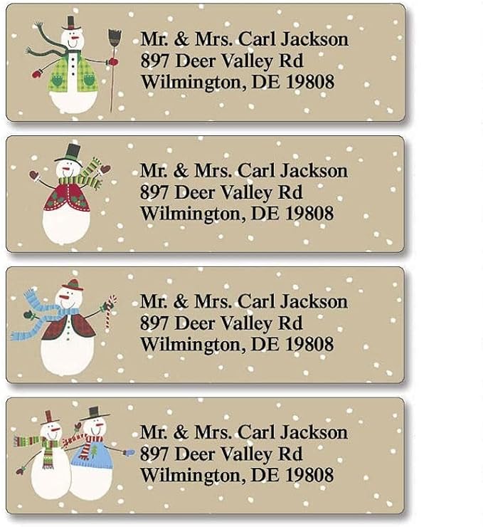 Let It Snow Holiday Personalized Return Address Labels – 4 Designs, Set of 240, Christmas, Small, Self-Adhesive, Flat-Sheet Labels, by Colorful Images
