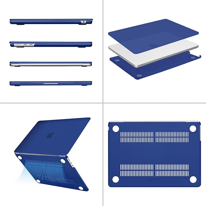 MOSISO Compatible with MacBook Air 13 inch Case 2025 2024 2023 2022 M4 A3240 M3 A3113 M2 A2681, Plastic Hard Shell&Keyboard Cover&Screen Film&Type C for MacBook Air 13.6 inch Case, Royal Blue