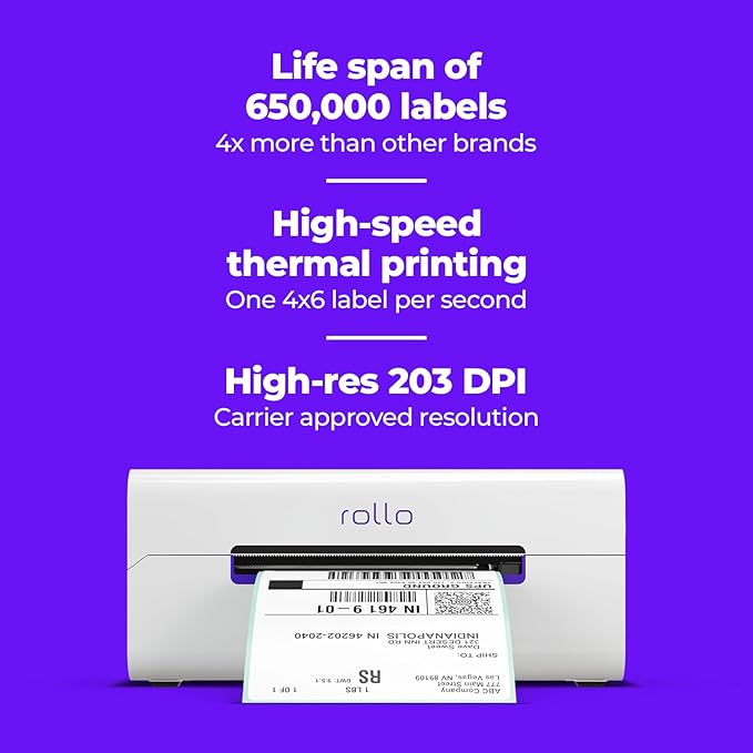 Rollo Wireless Shipping Label Printer - Wi-Fi Thermal Label Printer 4x6 for Shipping Packages - AirPrint from iPhone, iPad, Mac - Supports Windows, Chromebook, Android, Linux