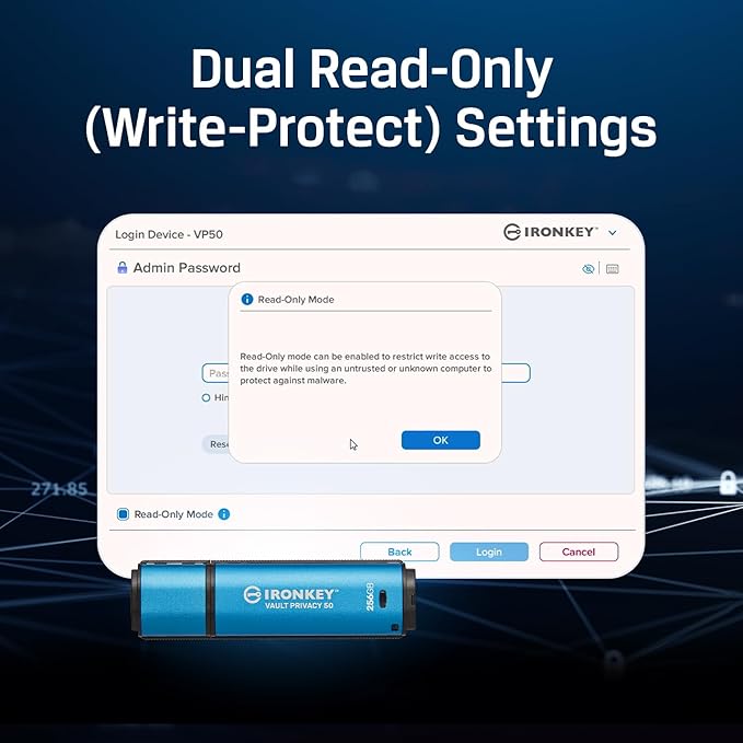 Kingston Ironkey Vault Privacy 50 USB-A 512GB Encrypted Flash Drive | FIPS 197 Certified | XTS-AES 256-bit | BadUSB and Brute Force Protection | Mult-Password Option | IKVP50/512GB