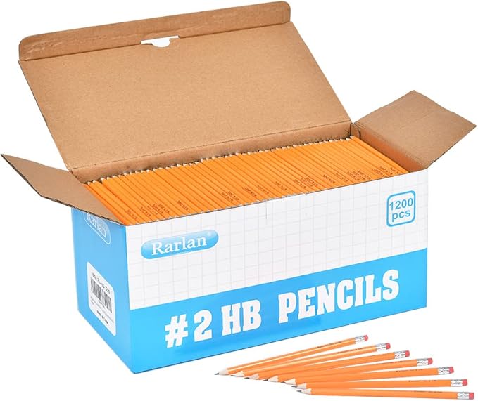 Wood-Cased #2 HB Pencils, Pre-sharpened, 1200 Count Classroom Bulk Pack