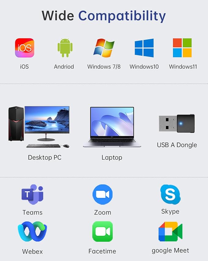 Wireless Headset with Mic for Work up to 40H Talk Time, Over-Ear Foldable Bluetooth Wireless Headset with AI Noise Cancelling Mic, Bluetooth V5.3 & USB Dongle & Mic Mute for Home Office (Black)