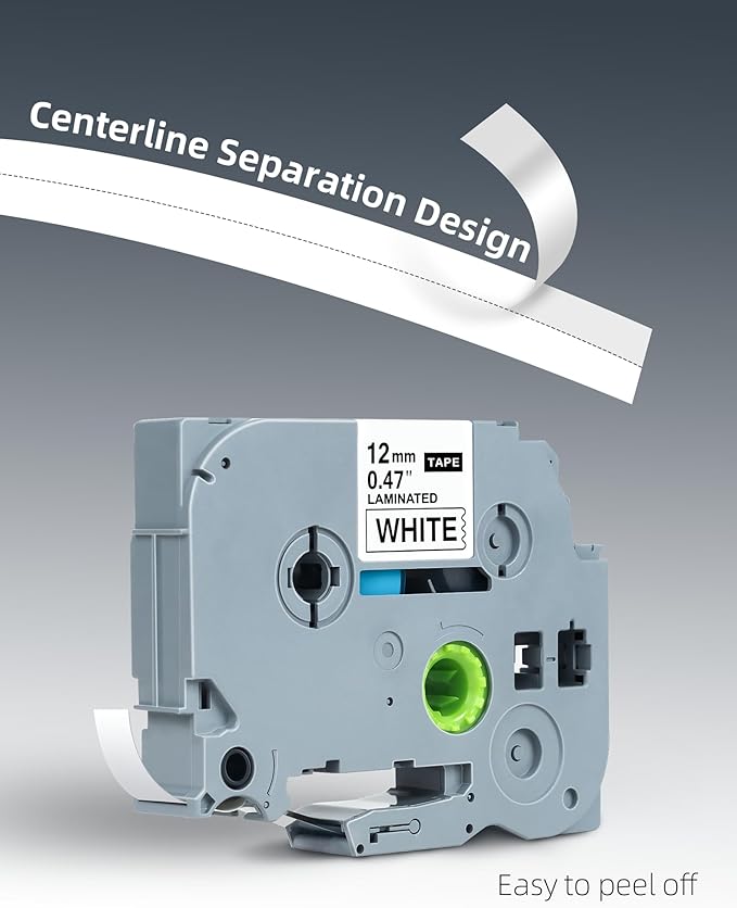 Label Maker Tape 12mm 0.47 White Replacement Brother Label Maker Tape, P-Touch Label Tape, Compatible with Brother PT-D210 H110 D220 D410 D600, 4-Pack