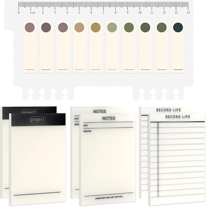 NatureTouch 300 Pieces Transparent Sticky Note Pads 200 Pieces Sticky Index Tabs Waterproof Translucent Office & School Supplies