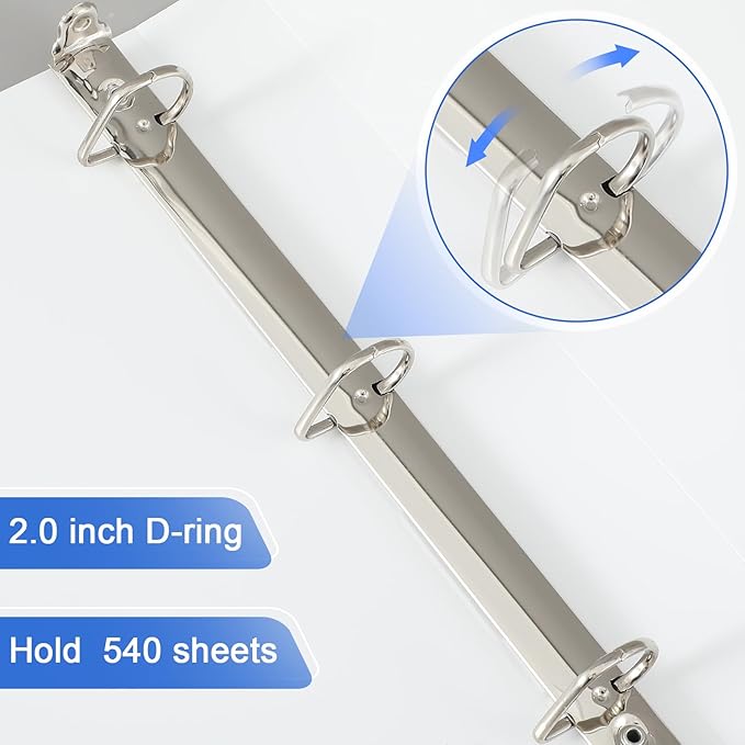 4 Pcs 11 x 17 Inch View Binders with Cover Pocket 2 Inch 3 Rings Heavy Duty View D Ring Binders Economy Holds 11" x 17" Paper for Artwork Blueprints, Office, Home, Work Places (White)