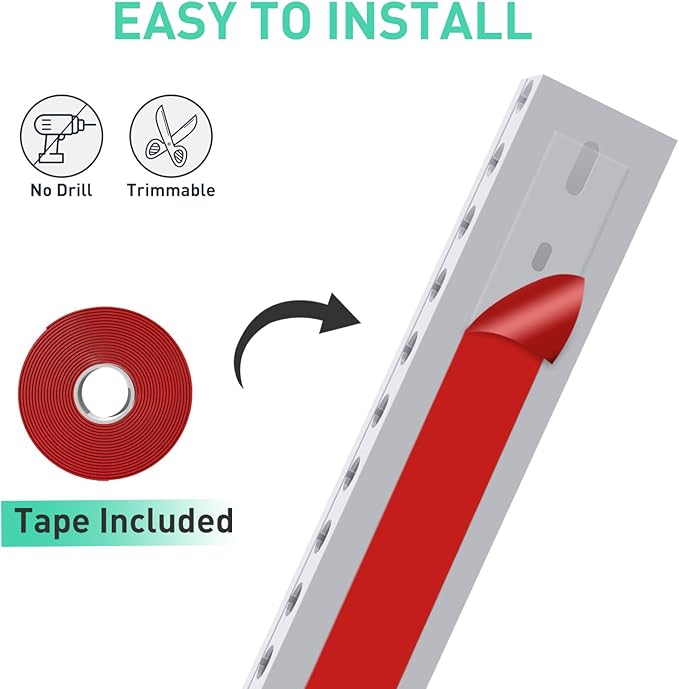 Updated White Cable Raceway Kit, 31(2x15.5 inch Open Slot Wire Covers for Cords, Cable Management System to Hide Under Desk/TV/Computer/Net/Power Cords (Pack 2)