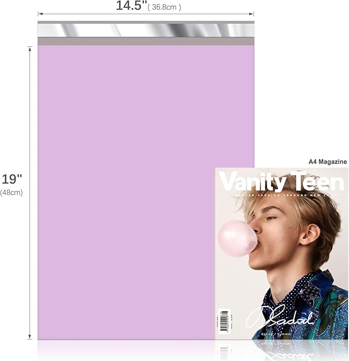 Fuxury Poly Mailers 14.5x19 Inch 50 Pcs, Waterproof Shipping Bags for Clothing, Strong Adhensive Shipping Envelopes for Small Business Suppliers, Self Seal Mailers Poly Bags Mailing Envelopes Purple
