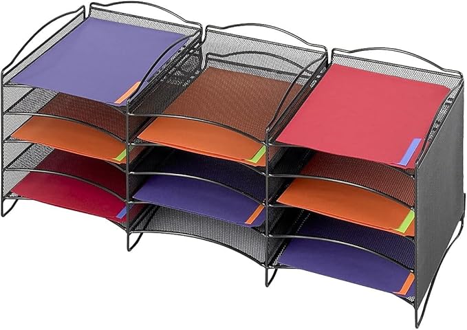 Safco 9430BL Onyx Mesh Literature Organizer, 12 Compartment, Black