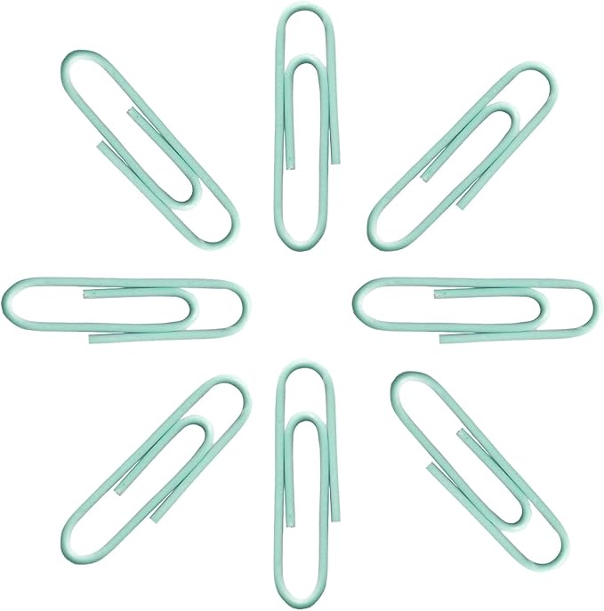 Macaron Colored Paper Clips, 1.1" Medium Paper Clip（28mm, 600pcs Paperclips for Office Supplies and Organization (Cyan)